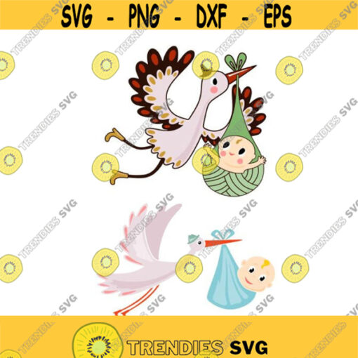 Bird Stork New Born Baby Cuttable Design SVG PNG DXF eps Designs Cameo File Silhouette Design 591