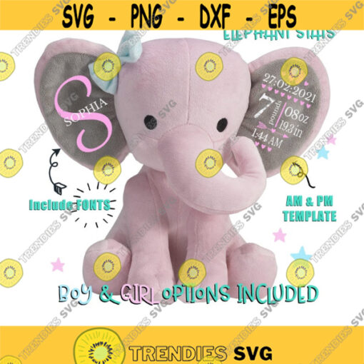 Birth Stats Elephant SVG Birth Announcement SVG Birth Stats SVG Baby Girl Baby Boy
