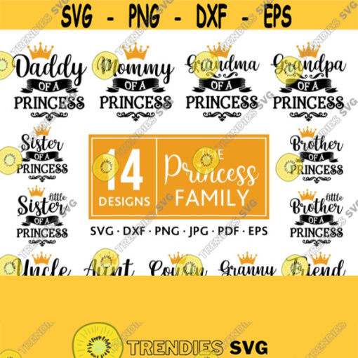 Birthday Princess Svg Birthday Girls Family Svg Bundle Shirt Templates for Mommy Daddy Sister Brother Uncle Aunt Grandma Grandpa Design 405