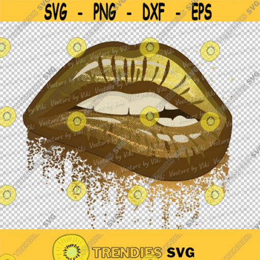 Biting Lips Mouth Gold Dripping JPG PNG Digital File