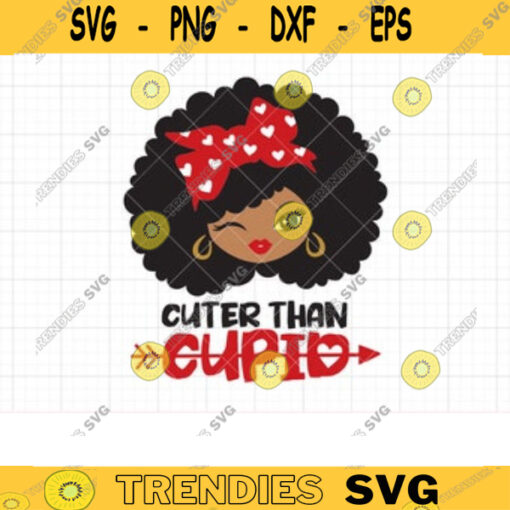 Black Afro Woman Valentine SVG Cuter than Cupid African American Girl with Afro Hairstyle and Bandana Svg Dxf Png Cut Files for Cricut copy