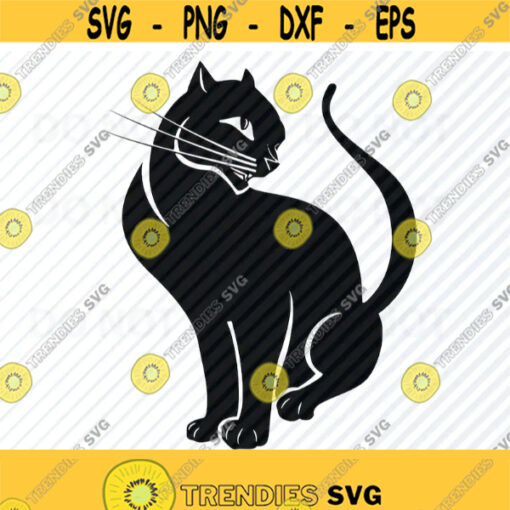 Black Cat SVG Files For Cricut Black white Transfer Vector Images Cat Clip Art SVG Eps Png dxf Stencil ClipArt Silhouette halloween Design 547