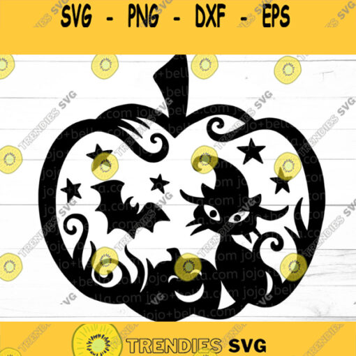 Black Cat Svg Halloween SVG Pumpkin Svg Spooky Svg Cat Svg Svg files for Cricut Silhouette Sublimation Designs Downloads