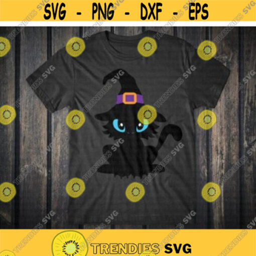Black Cat svg Cat with Witch Hat svg Dragon svg Witch Hat svg Halloween svg Costume svg Girl svg dxf png eps Cut File Download Design 383.jpg
