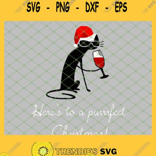 Black Cats Drink Wine Here To Celebrate Christmas SVG PNG DXF EPS 1