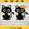 Black Cats Svg Halloween Svg Girl Boy Black Cat Svg Dxf Eps Png Cute Cat with Bow Svg Baby Kids Cut Files Fall Silhouette Cricut Design 341 .jpg