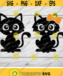Black Cats Svg Halloween Svg Girl Boy Black Cat Svg Dxf Eps Png Cute Cat with Bow Svg Baby Kids Cut Files Fall Silhouette Cricut Design 341 .jpg