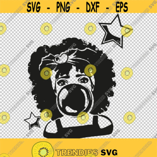 Black Girl Blowing Bubbles Melanin Bubble Gum Queen Afro Hair SVG PNG EPS File For Cricut Silhouette Cut Files Vector Digital File