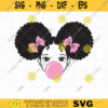 Black Girl Bubble Gum Svg Clipart Cute Black Girl Blowing Bubble Gum Little Girl with Afro Puff SVG DXF Cut Files for Cricut Clipart copy