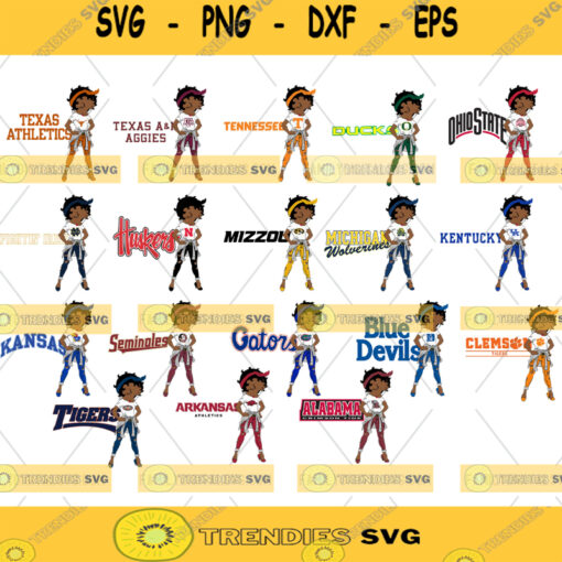 Black Girl Bundle NCAA SVG Afro Women SVG Black Women Sport SVG Sport NCAA SVG