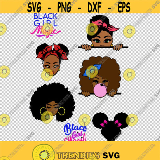 Black Girl Magic Color Bundle Collection African American SVG PNG EPS File For Cricut Silhouette Cut Files Vector Digital File