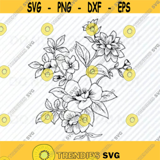 Blooming Flower 2 SVG Files for cricut Flower Vector Images Clipart Floral Swag SVG Eps Png Dxf Pansies daisies Clip Art Wedding svg Design 212