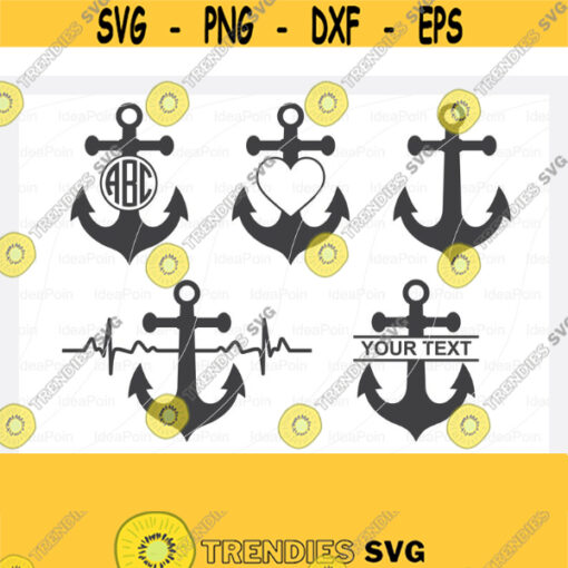 Boat Anchor Svg Anchor Monogram svg Anchor SVG Anchor Silhouette Anchor Heartbeat svg Split Boat Anchor Svg Nautical Svg Anchor png