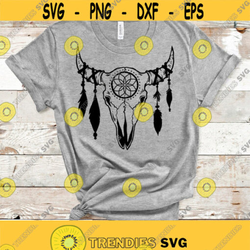 Boho Skull SVG Cow Skull Svg Native American Svg Skull Clipart Bohemian Svg Indian Svg Cow Skull with Flowers Svg Files Boho Svg File Design 45