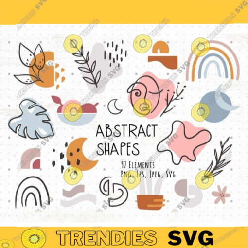 Boho abstract shapes Svg bundle Rainbow SVG Floral abstract PNG clipart bohemian simple geometric shapes Svg files for cricut