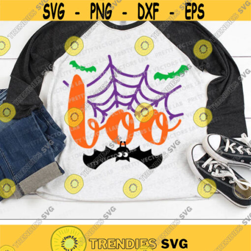 Boo Svg Halloween Cut Files Spider Web Sign Svg Spooky Bats Svg Dxf Eps Png Door Hanger Svg Fall Farmhouse Clipart Silhouette Cricut Design 2615 .jpg