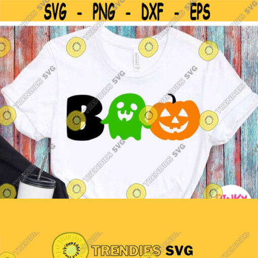 Boo Svg Halloween svg Halloween Shirt Svg File with Pumpkin Ghost Kids Children Baby Boy Girl Design for Cricut Silhouette Dxf Png Design 967