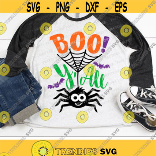 Boo YAll Svg Halloween Svg Spooky Spider Svg Dxf Eps Girls Boys Cut Files Fall Clipart Baby Svg Kids Shirt Design Silhouette Cricut Design 2713 .jpg