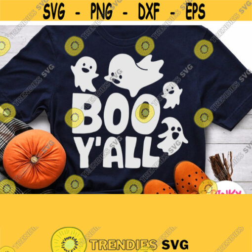 Boo Yall Svg Halloween Svg Halloween Shirt Svg Design with Ghosts Baby Kids Children Girl Boy Toddler Infant White File for Print Design 759
