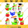 Book worm School Supplies Teacher Cuttable Design SVG PNG DXF eps Designs Cameo File Silhouette Design 948