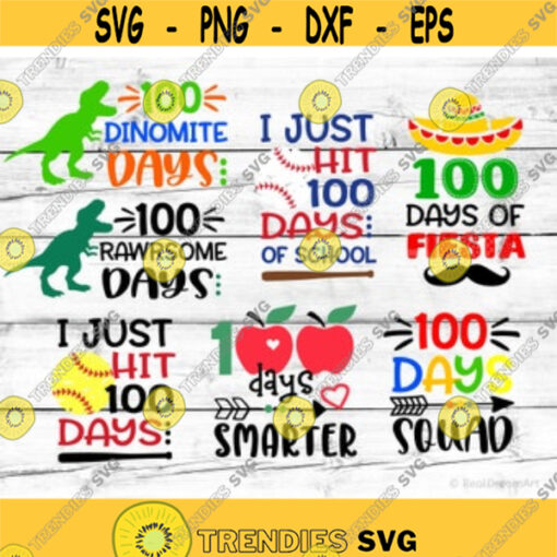 Boy 100 Days of School Bundle Svg 100th Day of School Svg Funny 100 Days Boy Shirt 100 Days Smarter Svg Cut Files for Cricut Png Dxf Design 6914.jpg
