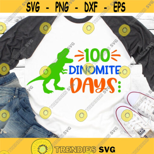 Boy 100th Day of School Svg Funny100 Days of School 100 Days Svg Dinosaur Svg T Rex 100 Days Shirt Svg Cut Files for Cricut Png Dxf Design 6635.jpg