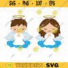 Boy Girl Angels SVG Baptism Christening Invitation Announcment Praying Little Kid Boy and Girl Angels on Cloud Svg Dxf Cut Files Png Clipart copy