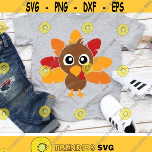 Boy Turkey Svg Thanksgiving Svg Baby Svg Dxf Eps Png Kids Cut Files Boys Shirt Design Fall Svg Autumn Clipart Silhouette Cricut Design 1097 .jpg