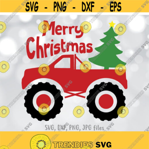 Boys Christmas SVG file Christmas Truck SVG cut file Funny Boy Xmas svg Monster Truck Svg Kids Merry Christmas Tree Truck svg Design 1227