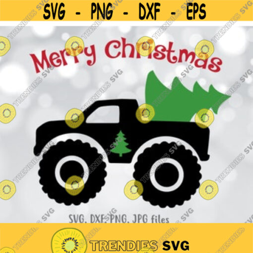 Boys Christmas SVG file Christmas Truck SVG cut file Monster Truck Svg Cricut Silhouette Christmas Merry Christmas Svg files for Shirts Design 94