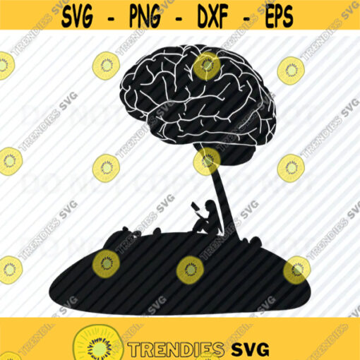 Brain Girl Reading SVG File For cricut Reading Vector Images Clipart Human Brain SVG cut image Eps Png Dxf Stencil Clip Art reading Design 548