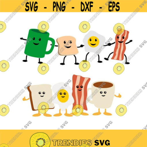 Breakfast bacon eggs toast coffee Cuttable Design SVG PNG DXF eps Designs Cameo File Silhouette Design 262