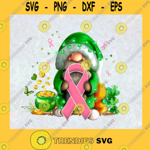 Breast Cancer Gnome Patrick Day Pink Ribbon Saint Patrick Gift Funny Gift Cute Patrick Gift SVG Digital Files Cut Files For Cricut Instant Download Vector Download Print Files