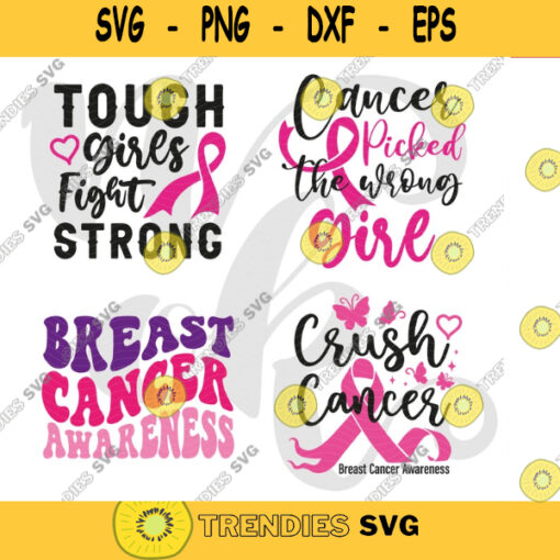 Breastcancer Svg Bundle Cancer Awareness Svg Fight Cancer Svg Crush cancer svg Tough girls fight strong svg Wear Pink Svg for Cricut 606