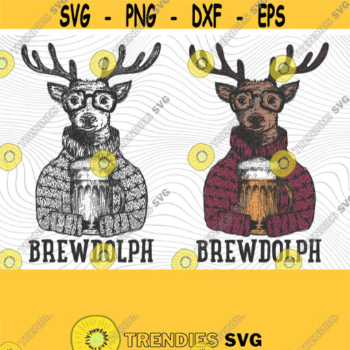 Brewdolph PNG Print File for Sublimation Trendy Christmas Christmas Puns Getting Lit Drinking Humor Wine Drunk Adult Humor Funny Design 302