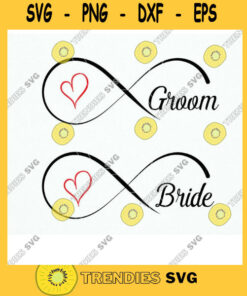 Bride and Groom cut file design. Bride Groom Svg Dxf Png. Couple hubby wifey husband and wife forever. Infinity heart Clipart