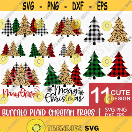 Buffalo Plaid Cheetah Tree SvgChristmas Tree SvgMerry Christmas SvgXmas Tree SvgInstant DownloadDigital SvgCricutSilhouette Design 160