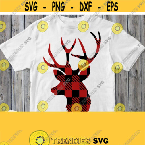 Buffalo Plaid Deer Svg Red Black Design Christmas Shirt Svg Cut Print Sublimation File DXF PNG Jpg Pdf Eps Cricut Silhouette Image Design 287