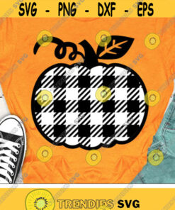 Buffalo Plaid Pumpkin Svg, Thanksgiving Svg, Fall Cut Files, Halloween Svg, Dxf, Eps, Png, Cute Pumpkin Clipart, Autumn, Silhouette, Cricut Design -3025
