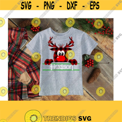 Buffalo Plaid Reindeer Svg Reindeer Monogram Svg Peeping Reindeer Monogram Christmas Svg SVG DXF EPS Png Jpeg Ai Pdf Design 1013