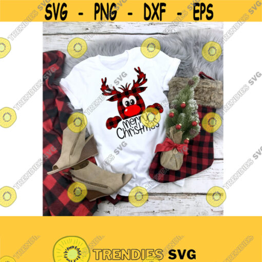 Buffalo Plaid Reindeer Svg Reindeer Svg Peeping Reindeer Merry Christmas Svg Christmas Svg SVG DXF EPS Png Jpeg Ai Pdf Design 148