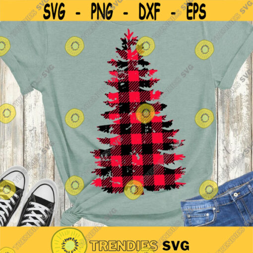 Buffalo Plaid Tree SVG Christmas tree SVG Distressed grunge Christmas tree shirt cut files