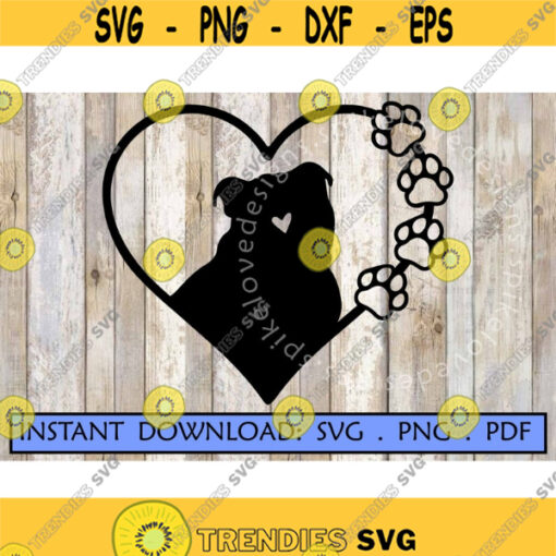 Bulldog Heart SVG Bulldog Valentine Design Dog Pet Memorial Dog Lover Pet Loss Puppy Dog svg png pdf digital clipart.jpg