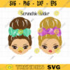Bun Girl Hair Scrunchie Holder SVG Brown and Blonde Hair Girl Messy Bun Hair Tie Holder Template Girl Birthday Party Favor Cut files PNG copy