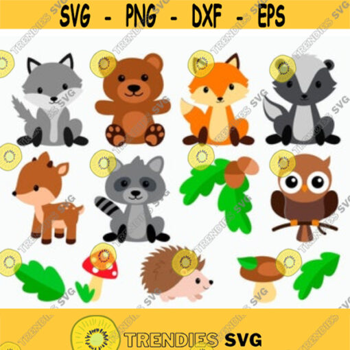 Bundle forest animals svg Forest Animals Bear Wolf Skunk Deer Owl Hedgehog Raccoon Fox Clipart Animals Cut files svg dxf pdf png