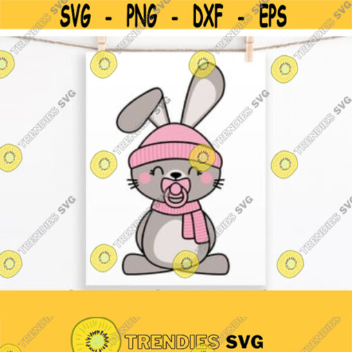 Bunny Boy and Girl SVG. Blue and Pink Baby Bunnies Cut Files. Rabbits with Dummy PNG Clipart. Vector Files Cutting Machine dxf eps jpg pdf Design 115