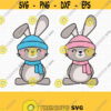 Bunny Boy and Girl SVG. Blue and Pink Baby Bunnies Cut Files. Winter Woodland Animals PNG. Vector Files for Cutting Machine dxf eps jpg pdf Design 114