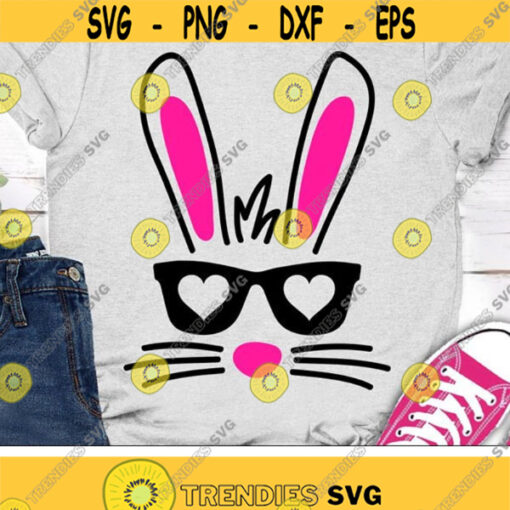 Bunny Face Svg Easter Svg Bunny With Sunglasses Svg Rabbit Ears Svg Girl Monogram Svg Baby Kids Design Silhouette Cricut Cut Files Design 1204 .jpg