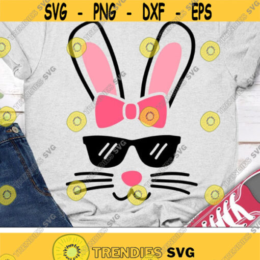 Bunny Face Svg Easter Svg Dxf Png Bunny With Glasses Svg Girl Easter Svg Rabbit Ears Easter Shirt Design Silhouette Cricut Cut Files Design 1509 .jpg