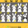 Bunny SVG. Cute Baby Bunnies Clipart PNG. White Rabbit Faces Cut Files. Kids Bunny Bundle Vector Files for Silhouette Cricut Cutting Machine Design 675